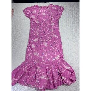 Vintage Glamax Pink 80’s Pearl Necklace Floral Zipper Back Dress size 9/10